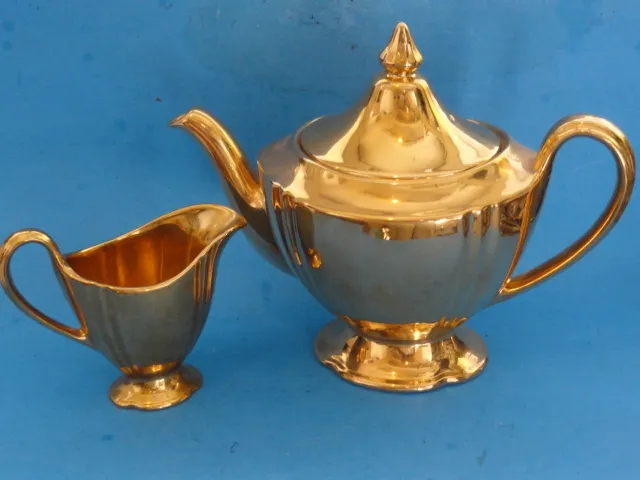 Royal Winton Grimwades Gold Fired Teapot & Creamer