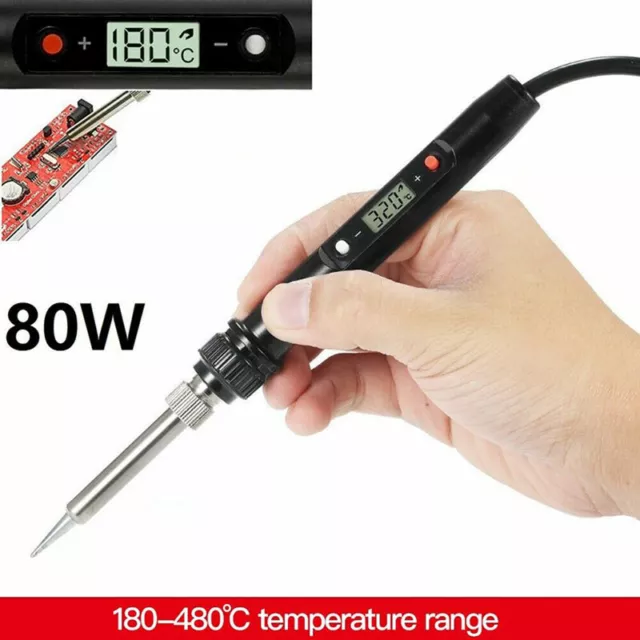 Soldering Iron Kit 80W Adjustable Temperature Welding LCD Electric Soldering New