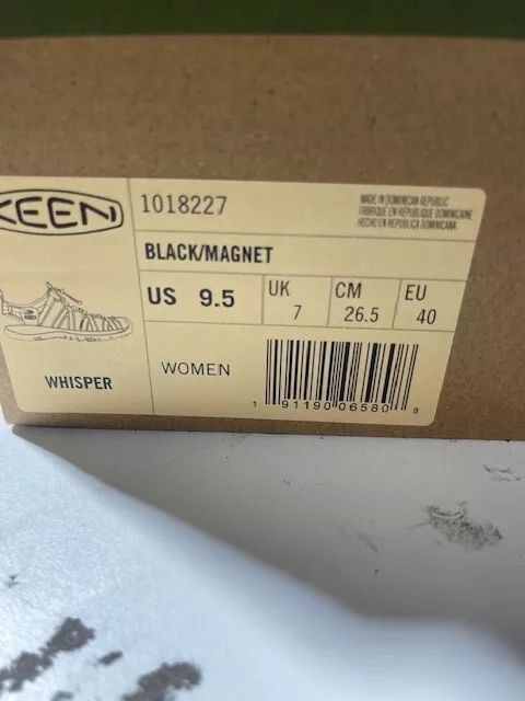 keen whisper sandal womens size 9.5 in black/magnet