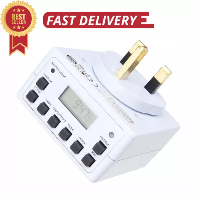 Status Timer Switch | 7 Day Digital Timer Light Switch | White UK Plug | S7DDT3