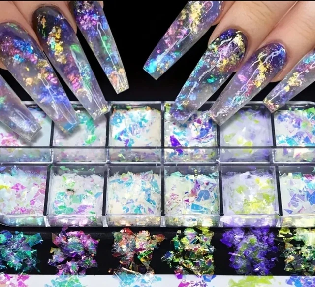 12 Grid Mermaid Nail Decorations, Crafts Resin Etc
