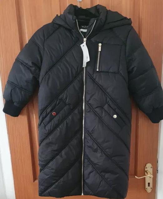 River Island coat Jacket girls age 7-8 BNWT shower resistant black with hood  !!