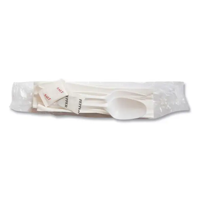 Berkley Square Mediumweight Cutlery Kit, Plastic Fork/Spoon/Knife/Salt/Pep/Napki
