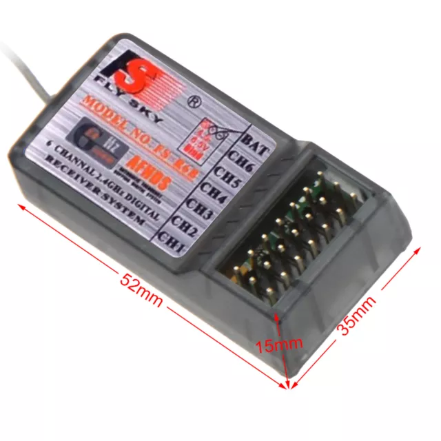 FlySky FS-R6B 2.4Ghz 6CH Receiver for FlySky TH9X FS-CT6B FS-T6 RC Transmitters 2