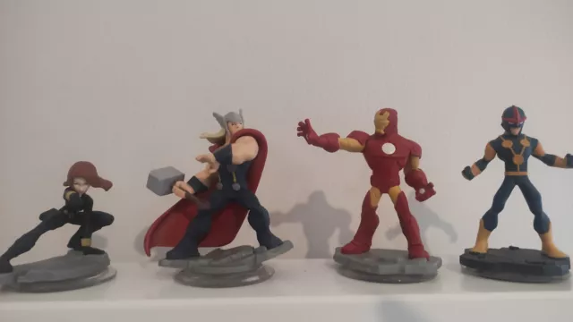 Disney Infinity 2.0 Marvel Figures Bundle. Thor, Nova, Black Widow and Iron Man.