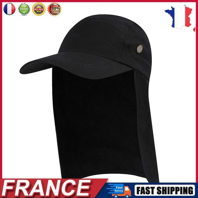 Unisex Fishing Hat Sun Visor Cap Sun Protection with Ear Neck Cover (Black) fr