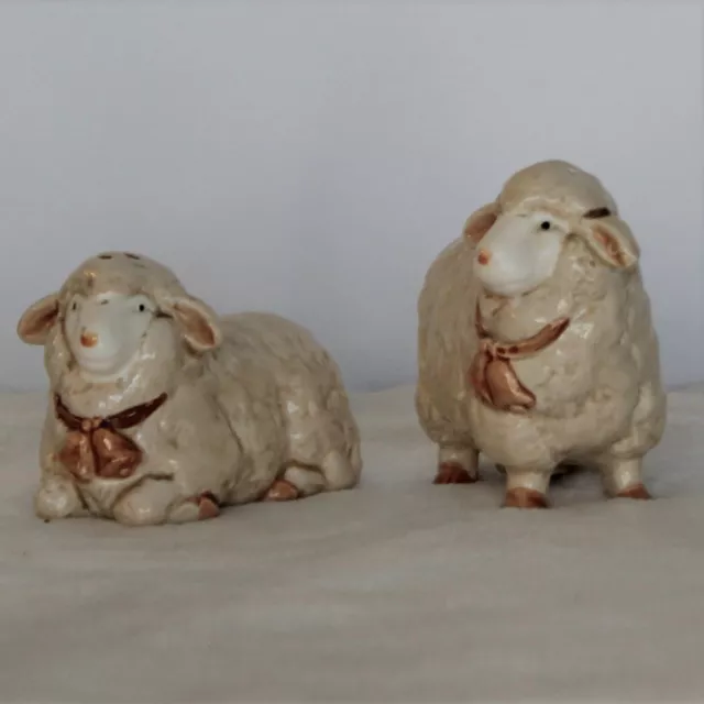  RARE Otagiri Sheep Lamb Salt Pepper Set Vintage 1983 w/Original Stoppers Japan