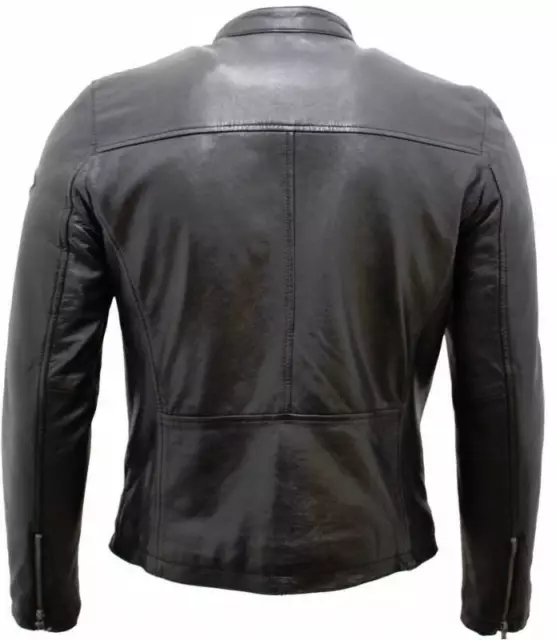 Chaqueta hombre piel napa parches vintage racing Chicago negro Infinity 3