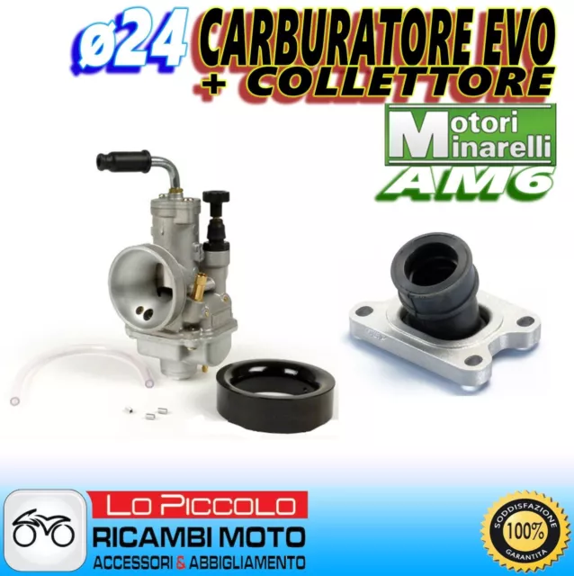 CARBURATORE POLINI EVOLUTION CP ø24 + COLLETTORE MINARELLI AM3 - AM4 - AM5 - AM6