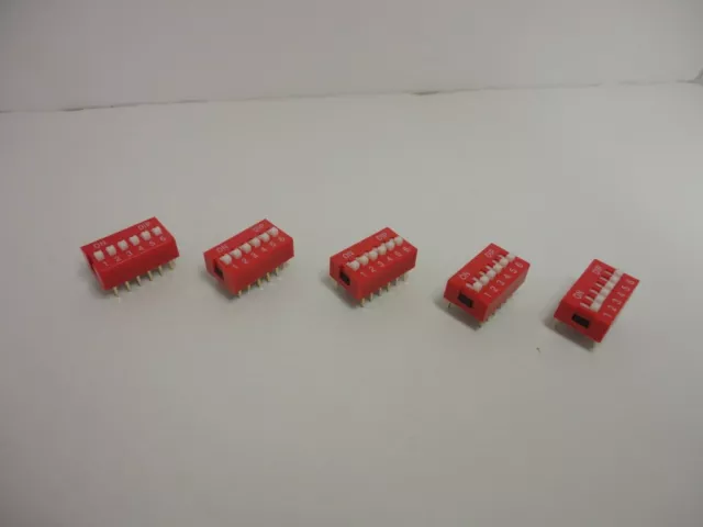 Pack Lot of 5 x 12 Pins 6 Bit On Off DIP Switch Slide Type 2.54mm Red Toggle PC