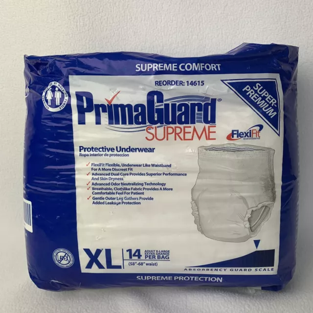 Protective Underwear Adult Diaper Pack Of 14 PrimaGuard Supreme XL