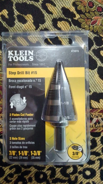 NEW Klein Tools KTSB15 7/8", 1-1/8" for 1-3/8" Step Drill Bit #15 NEW AND SEALED