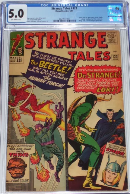 Strange Tales #123 CGC 5.0 from Aug 1964 Origin & 1st appearance of the Beetle