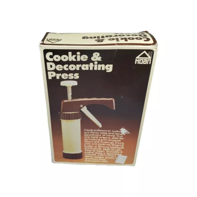 Vintage 1979 HOAN Cookie & Decorating Press With Disc's / Tips Fit Super Shooter