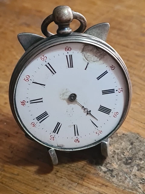 Montre Gousset Ancienne En Argent Massif Poinçonné - Début 1900 - VENDUE POUR PIÈCES - Balancier Fonctionnel