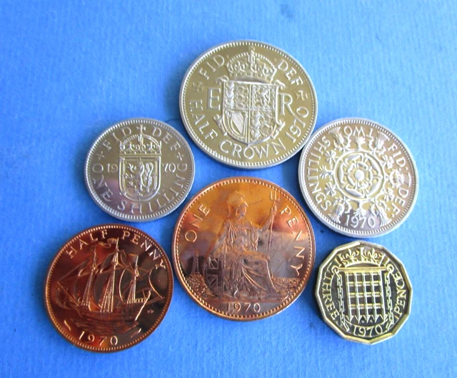 1970 United Kingdom  6  only Proof  Coins-  GEM UK Coins No Holder