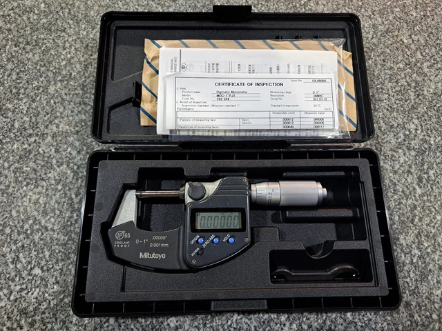 Mitutoyo No. 293-344 IP-65 Coolant Proof Micrometer 0-1" .00005" 