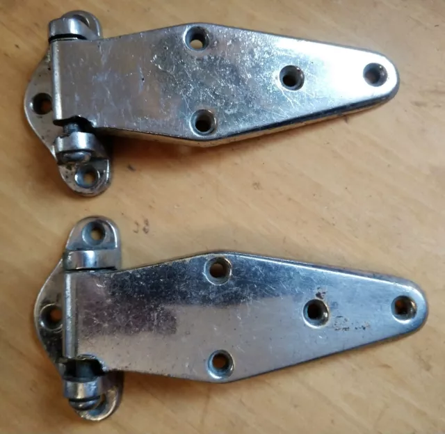 Pair Heavy Antique Nickel Plated Brass Hinges c1930