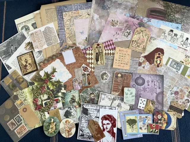 60 Teile Vintage Mixed Set für Scrapbooking, Journaling, Collagen, Karten,