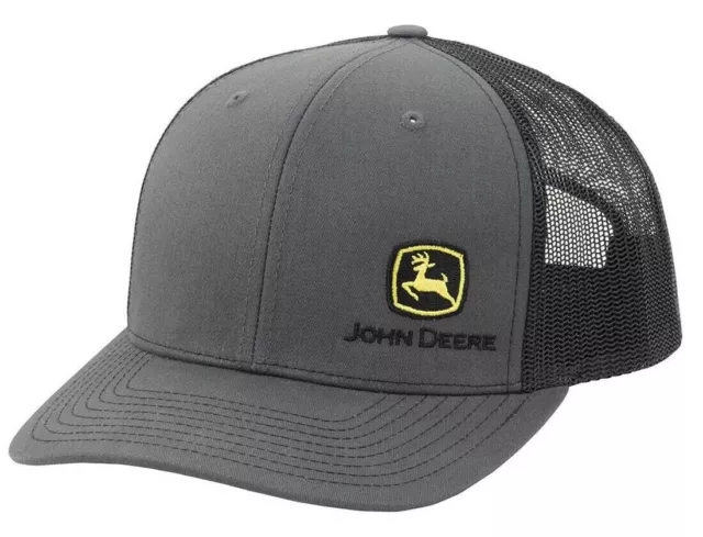 NEW John Deere Gray Black Mesh Yupoong Side Logo 606 Trucker Cap