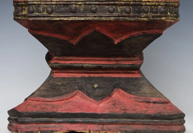 18th Century, Shan, Antique Burmese Wooden Seated Buddha 5