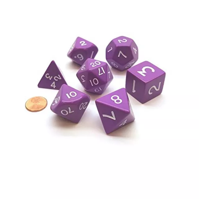 Jumbo Polyhedral 7-Die Koplow Games Dice Set 23mm-28mm-Purple with White Numbers