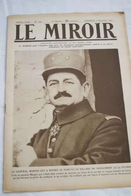 Guerre 14 18-Ww 1-Le Miroir N°154 General Mangin Bulgarie Serbie Russie Fleury