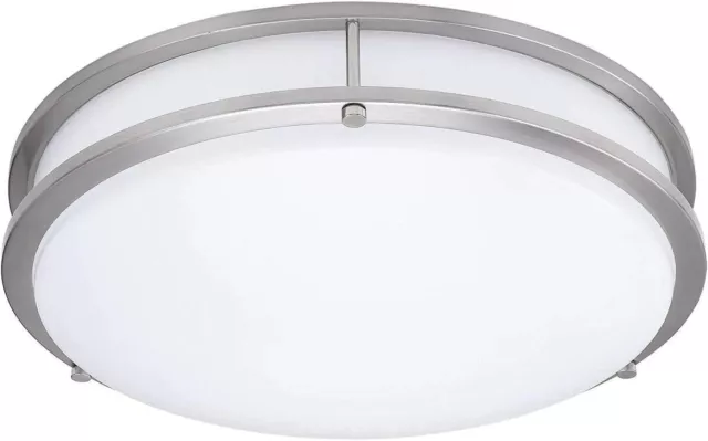 LED Flush Mount Ceiling Light Fixture Dimmable Double Ring 10" Cool White