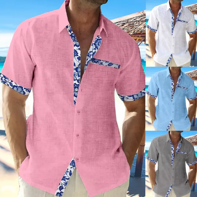 Chemise Habillée À Manches Courtes Pour Hommes Chemisier Boutonné Revers F