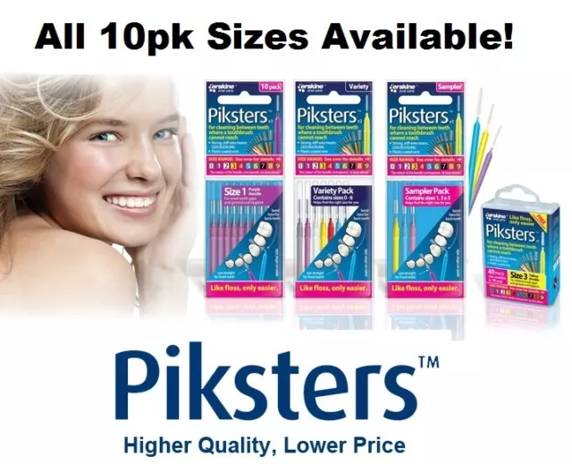 Piksters Interdental Brushes - Sizes 00-9 Available - CAPPED Shipping. Save