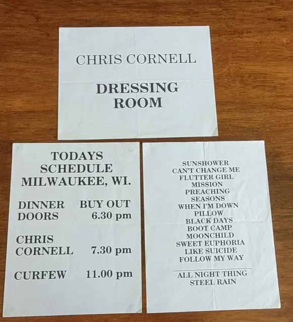 Chris Cornell Set List Milwaukee November 23	 1999 Used on Stage dressing room