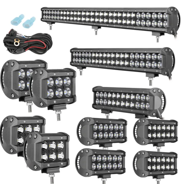 12" 20" 28"Inch LED Work Light Bar Pods Offroad Driving Spot Flood Combo SUV UTE