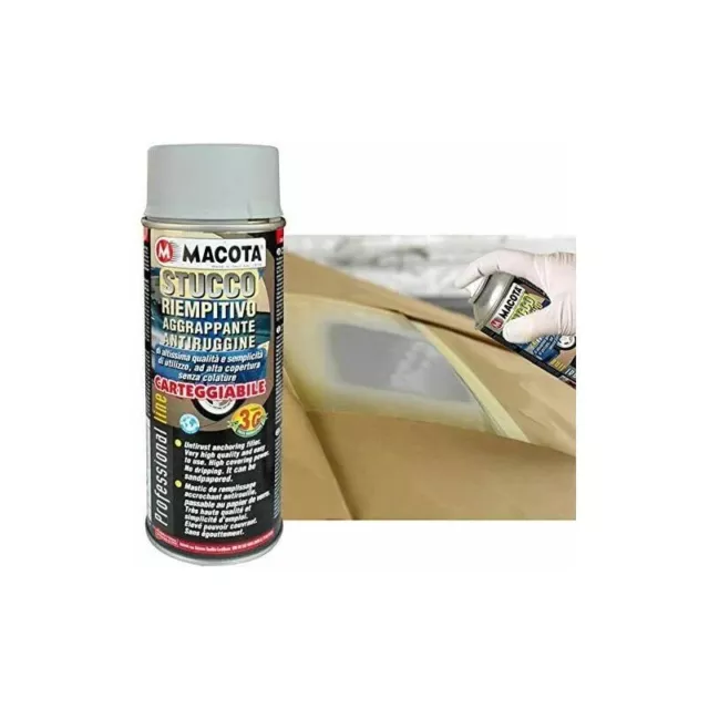 MACOTA Stucco Riempitivo Spray carrozzeria Fondo Carteggiabile Aggrappante 400ml