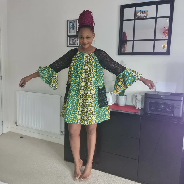 Abito Ankara stampa africana pizzo, abito estivo vestiti ankara
