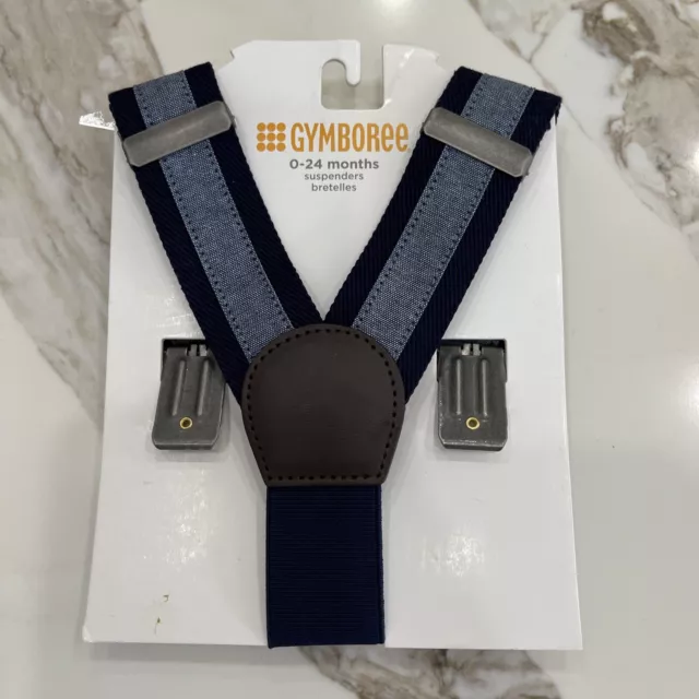Baby Boys Gymboree Suspenders 0-24 Mo Navy Blue Denim Chambray