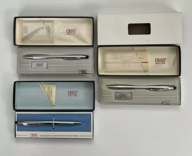 3 Cross Pens/1 CROSS LUSTROUS CHROME #3502 BALL POINT PEN W/ BOX