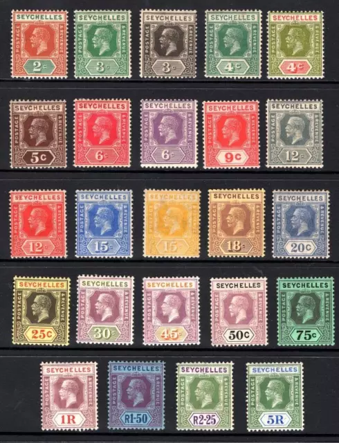 SEYCHELLES: 1921-1932 Set to 5r Sg 98-123 Mounted Mint Set - Cat £200 (73874)