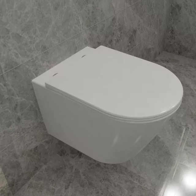 AICA Badezimmer Hänge WC Spülrandlos Design Toilette WC Mit Soft-Close Sitz