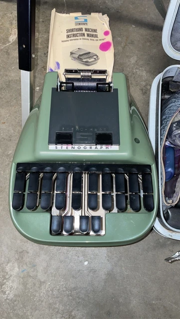 Stenograph Reporter Model Vintage Shorthand Machine Tripod and Samsonite Case