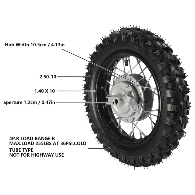 Pair Wheel Tires For CRF50 DRZ70 PW50 TTR50 2.50-10 Front & Rear Rim Wheel Tires