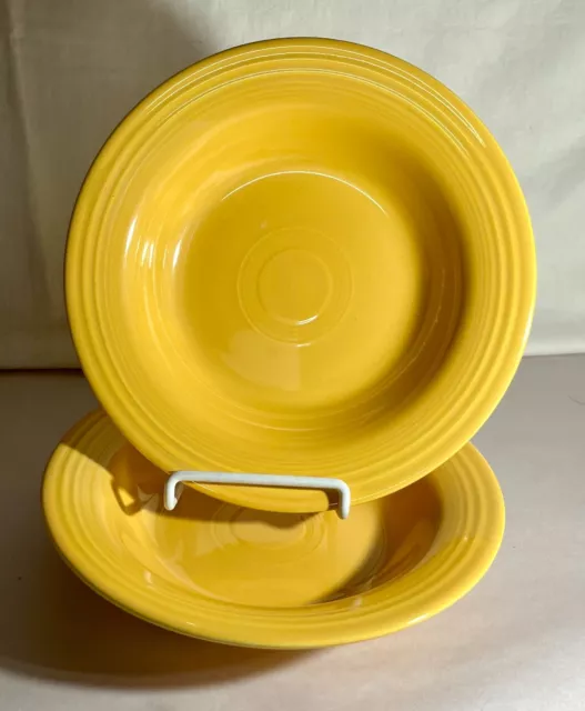 2 Homer Laughlin Vintage Yellow Fiesta 8 1/4" Soup Bowls or "Deep Plate"