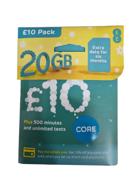 EE Sim Card Pay As You Go £10 Pack Unlimited SMS Mini Micro Nano Fast Dispatch