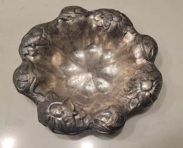 Antique Vintage BENEDICT Quadruple Silverplate Tray With Flora Ornate Pattern