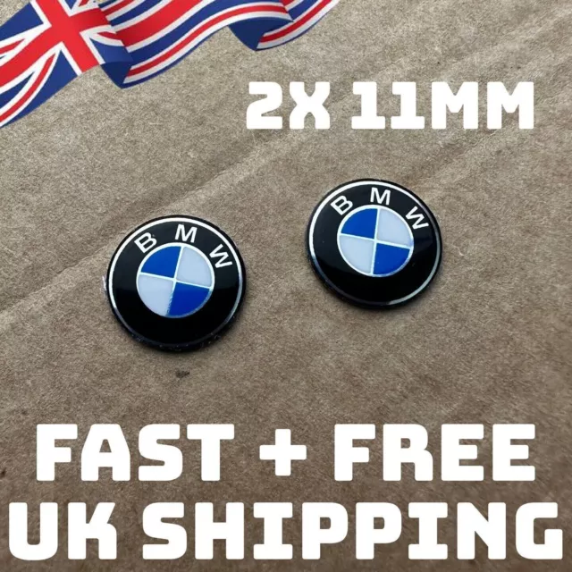 2X Replacement remote Key fob Badge 3D Emblem Sticker Decal BMW 11mm