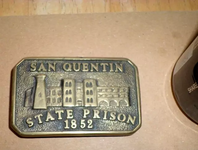 "SAN QUENTIN STATE PRISON 1852"- CALIF., CUSTOM METAL BELT BUCKLE, VINT 1978 yr.