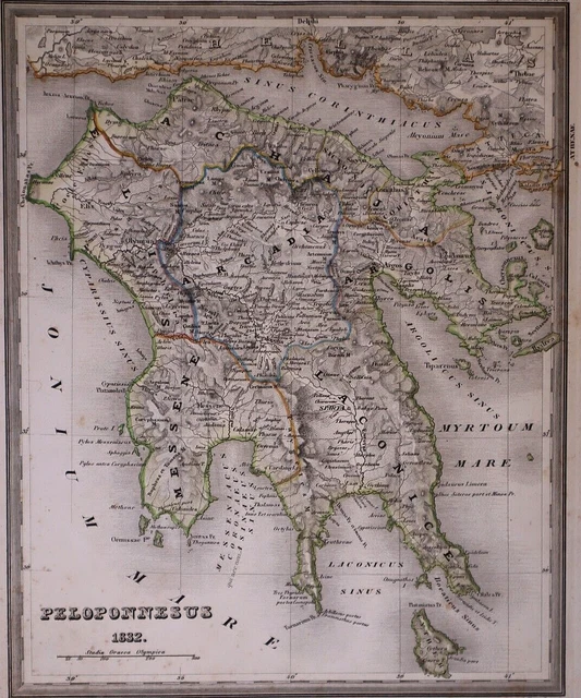 Dated 1832 Universal Atlas Map ~ PELOPONNESUS / GREECE ~ (10x12)-#1287