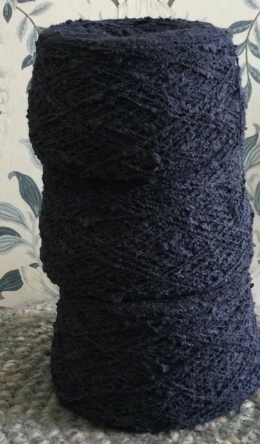 Navy Fine Cotton Look 4 Ply Boucle Yarn Cakes  - Approx 365 grams