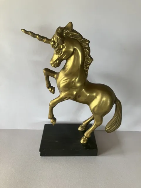 Vintage Brass Unicorn Horse