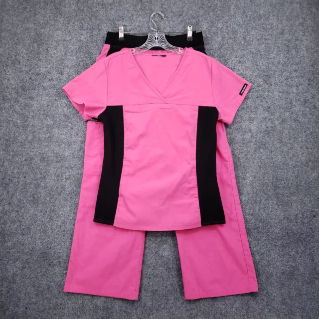 Cherokee Scrub Set Womens S Small Pink Black Medical Uniform  2 Piece