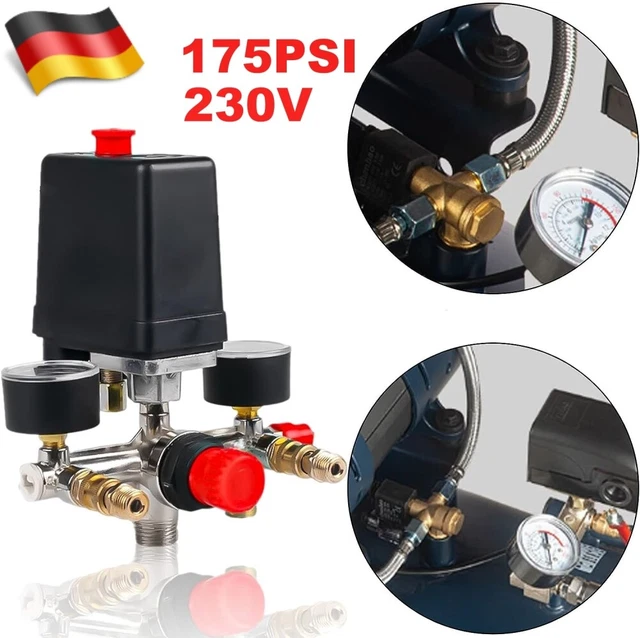 Valvola Di Pressione Compressore Aria 125PSI - Regolatore Con Manometri, Automatico, Per Officina - Foto 7